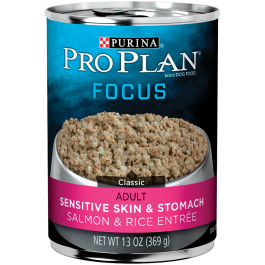 marge Haan Garantie Purina Pro Plan Focus Adult Sensitive Skin & Stomach Salmon & Rice Entrée  Dog Food