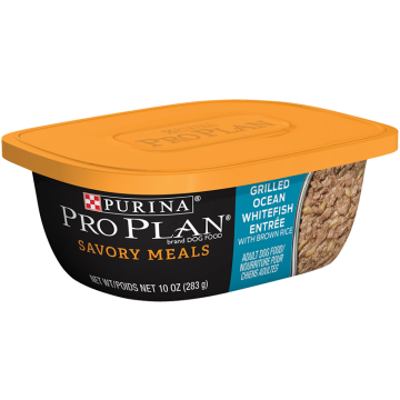 Purina Pro Plan Savory Meals Adult Grilled Ocean Whitefish Entrée with Brown Rice Dog Food