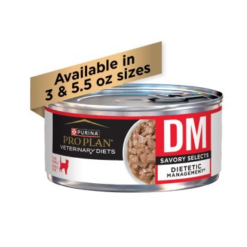 Pro Plan Veterinary Diets DM Dietetic Management wet cat food.