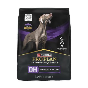  Purina Pro Plan Veterinary Diets DH Dental Health Canine Formula dry dog food bag with Urinary Ox/St Defense badge.