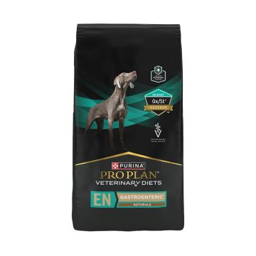 Purina Pro Plan Veterinary Diets EN Gastroenteric Naturals Canine Formula dry dog food bag with Urinary Ox/St Defense badge.