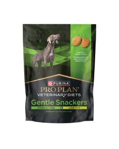A bag of Purina Pro Plan Veterinary Diets Gentle Snackers dog treats.