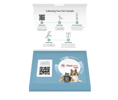 Open view of the Petivity Microbiome Analysis Kit