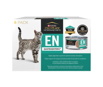 6 pack box of Purina Pro Plan Veterinary Diets EN Gastroenteric Feline Formula Wet Cat Food.
