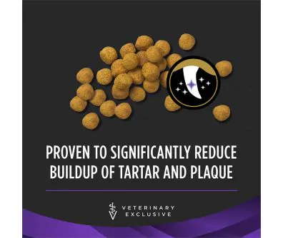 Pro Plan Veterinary Diets DH Dental Health Dry Cat Food is proven to significantly reduce buildup of tartar and plaque.