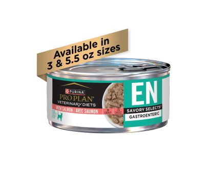 Pro Plan Veterinary Diets EN Gastroenteric Savory Selects salmon in gravy wet cat food.