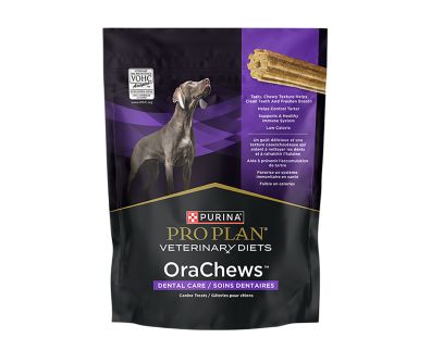 A pouch of Pro Plan Veterinary Diet Orachew canine dental treats