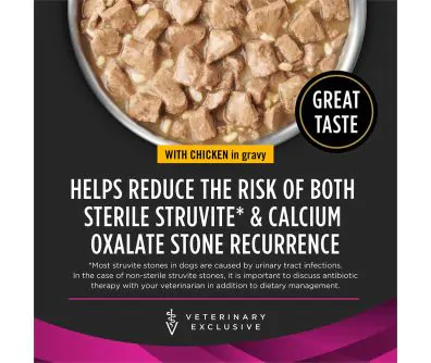 Pro Plan Veterinary Diets UR urinary support reduces risk of crystals and urinary stones.