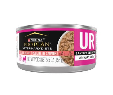 1) Pro Plan Veterinary Diets UR Savory Selects Urinary St/Ox Salmon Recipe Wet Cat Food.
