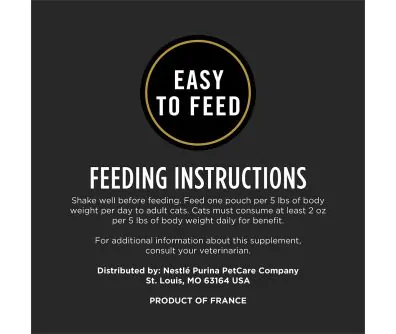 Pro Plan Veterinary Supplements Hydra Care Feline Hydration Supplement feeding instructions.