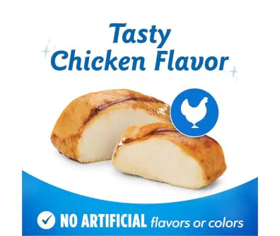 Tasty chicken flavor. No artificial flavors or colors.